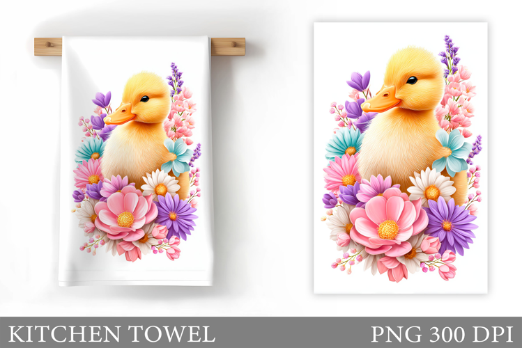 Cute Duck Kitchen Towel Design. Duck Flowers Kitchen Towel
