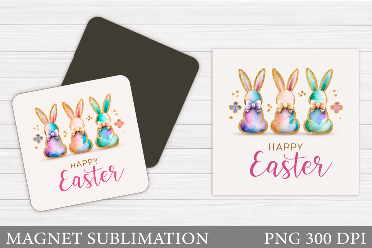Happy Easter Magnet Design. Easter Bunny Magnet Sublimation