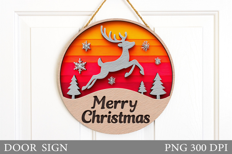 Christmas Deer Door Sign. Christmas Door Sign Sublimation