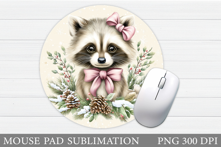 Christmas Raccoon Mouse Pad. Christmas Mouse Pad Design