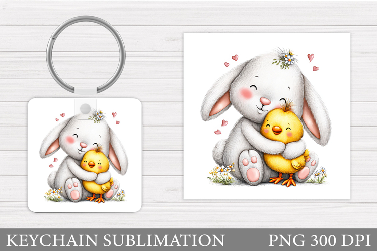 Cute Bunny Keychain Design. Cute Chick Keychain Sublimation
