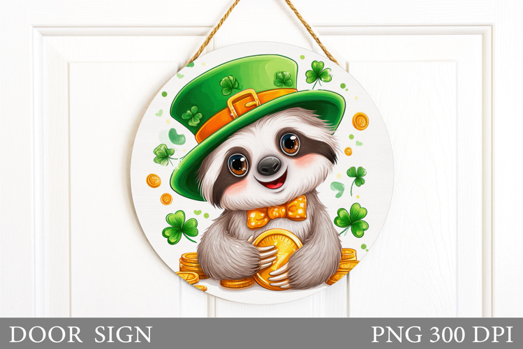 St Patrick Sloth Door Sign. St Patrick Door Sign Design
