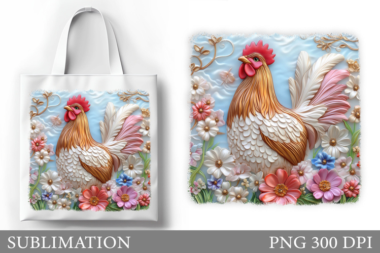Rooster Tote Bag Design. Rooster Sublimation