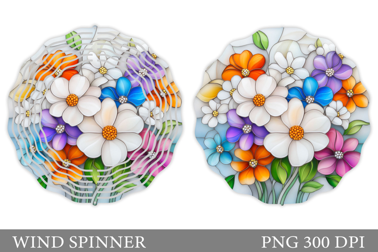 Floral Wind Spinner Sublimation. Flowers Wind Spinner Design