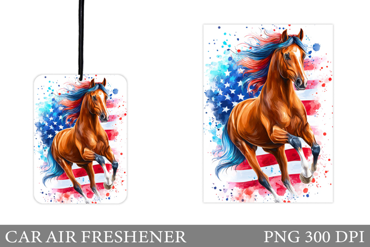 Patriotic Horse Car Air Freshener. Patriotic Sublimation