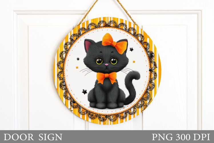 Black Cat Door Sign Design. Black Cat Sublimation