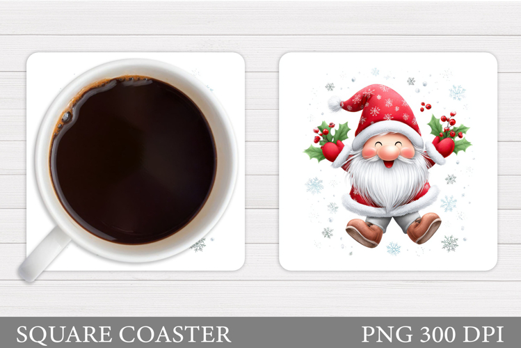 Cute Santa Coaster Sublimation. Santa Claus Coaster Design