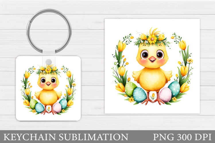 Easter Chick Keychain Sublimation. Easter Keychain Design