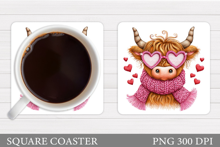 Valentines Cow Coaster Design. Valentines Square Coaster