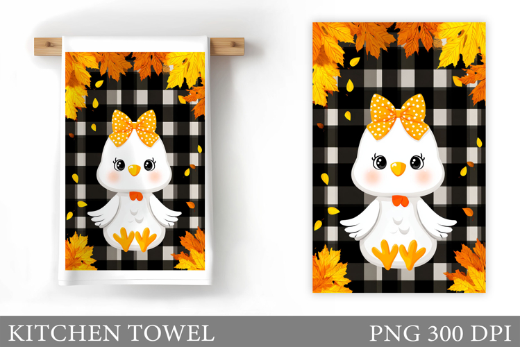 Fall Chicken Kitchen Towel. Fall Kitchen Towel Sublimation