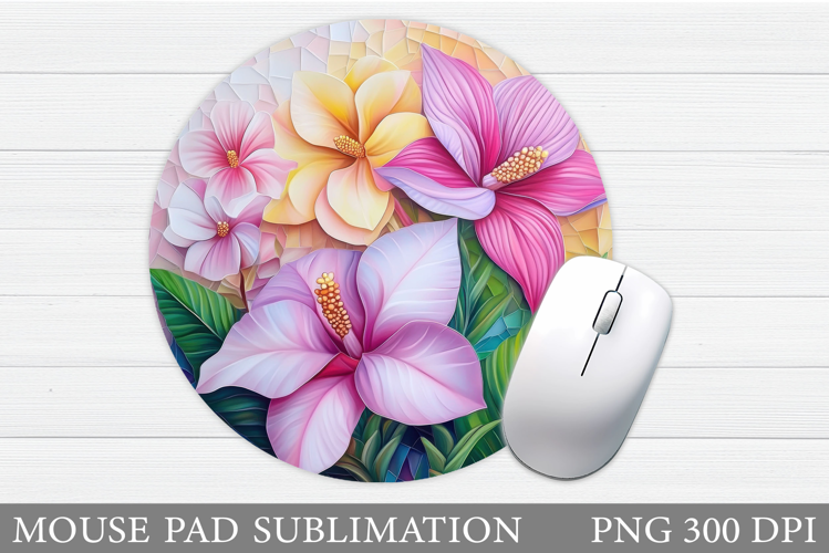 Flowers Mouse Pad Design. Flowers Round Mouse Pad Template