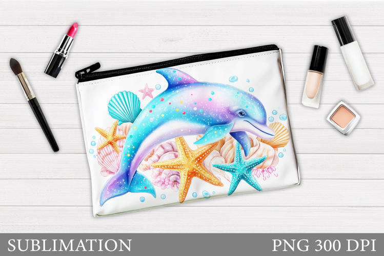 Dolphin Makeup Bag Sublimation. Dolphin Cosmetics Bag Design