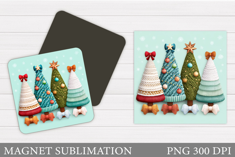 Crochet Christmas Tree Magnet. Christmas Magnet Sublimation