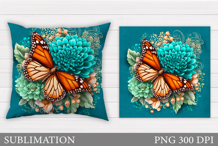 Butterfly Pillow Design. Butterfly Flowers Pillow example image 1