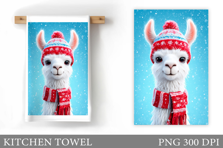 Christmas Lama Kitchen Towel. Christmas Kitchen Towel Design