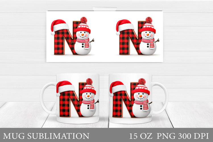Christmas Letter N Sublimation. Christmas Mug Design