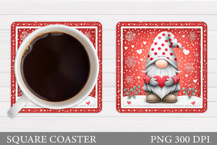 Christmas Gnome Coaster. Christmas Coaster Sublimation example image 1