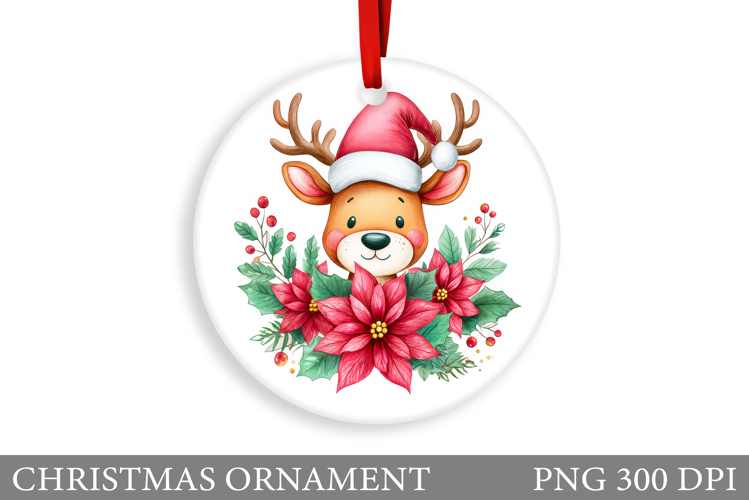 Cute Deer Christmas Ornament. Christmas Ornament Sublimation