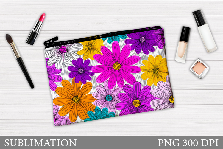 Flowers Makeup Bag Design. Flowers Cosmetics Bag Sublimation