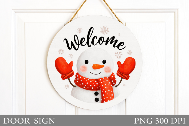Cute Snowman Door Sign. Christmas Door Sign Design