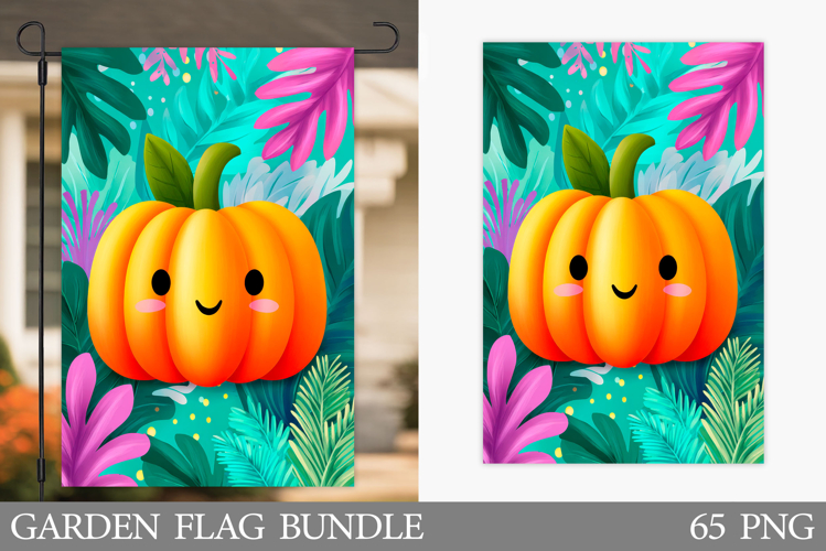 Cute Pumpkin Garden Flag Sublimation. Halloween Garden Flag