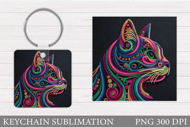 Cat Keychain Design. Cat Sublimation example image 1