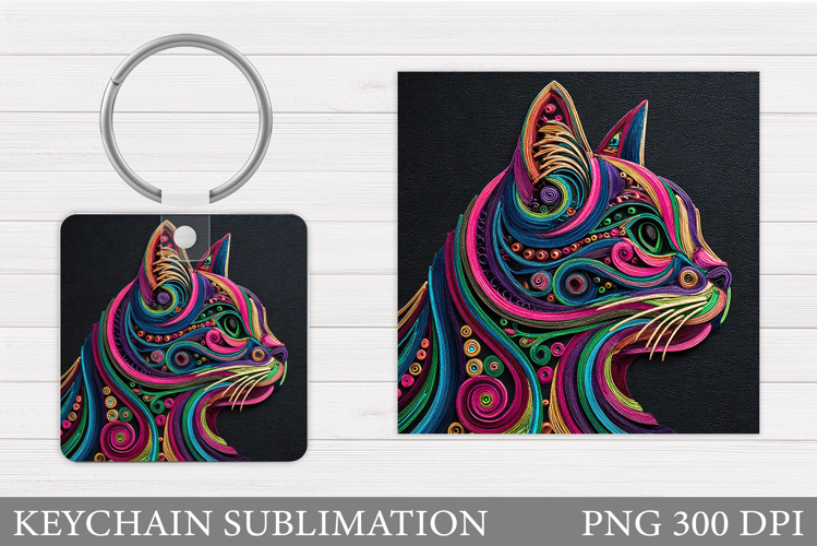 Cat Keychain Design. Cat Sublimation