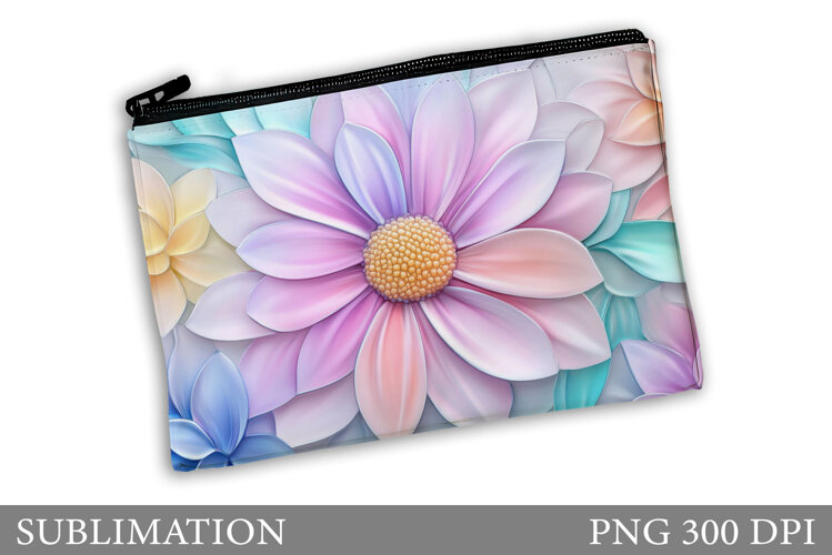 Flowers Makeup Bag Design. Flowers Cosmetics Bag Sublimation example image 1