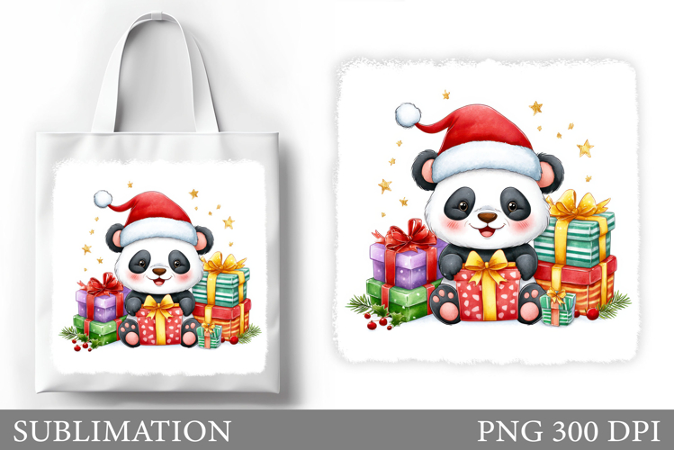Christmas Panda Tote Bag. Christmas Tote Bag Sublimation