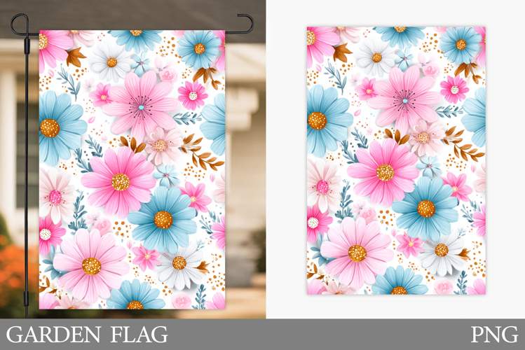 Flowers Garden Flag Sublimation. Floral Garden Flag Design