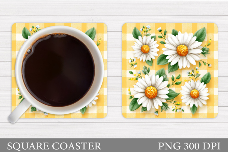 Daisy Flowers Coaster Design. Flowers Sublimation