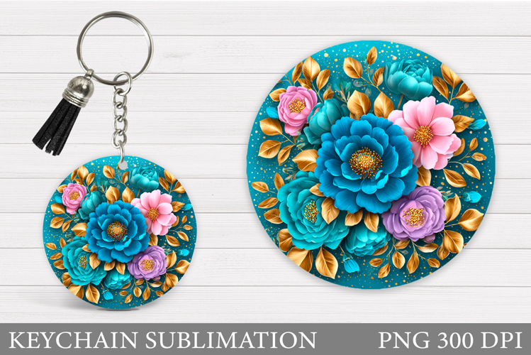 Flowers Keychain Design. Floral Keychain Sublimation