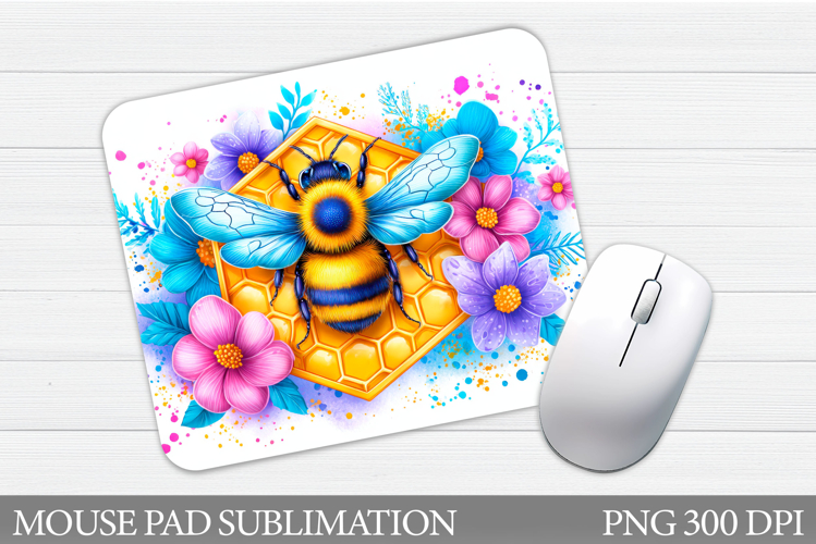 Bee Mouse Pad Sublimation. Bee Flowers Mouse Pad Design
