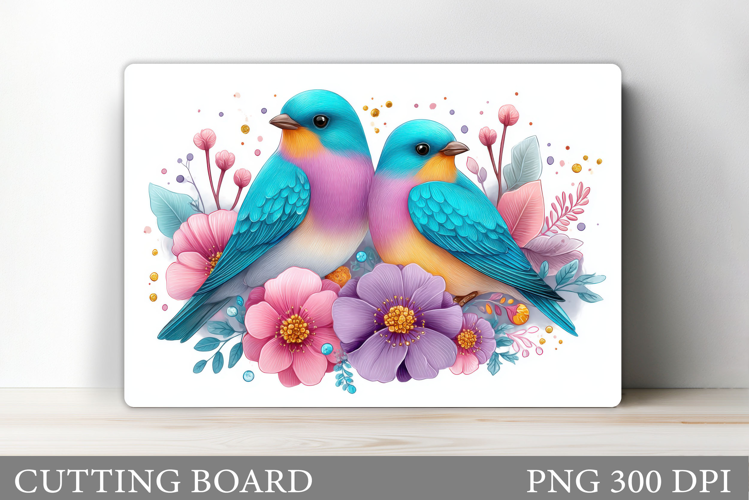 Birds Cutting Board Sublimation. Flowers Cutting Board