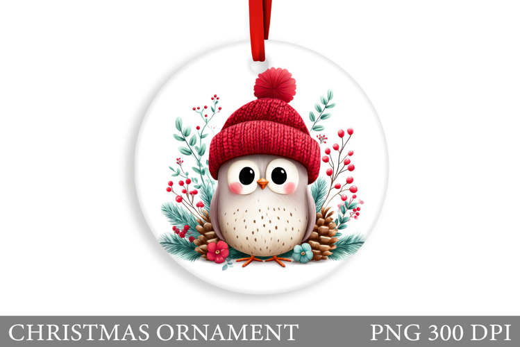 Cute Bird Christmas Ornament. Christmas Sublimation