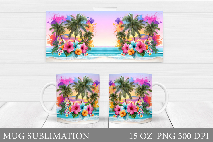 Sea Mug Wrap Design. Sea Sublimation