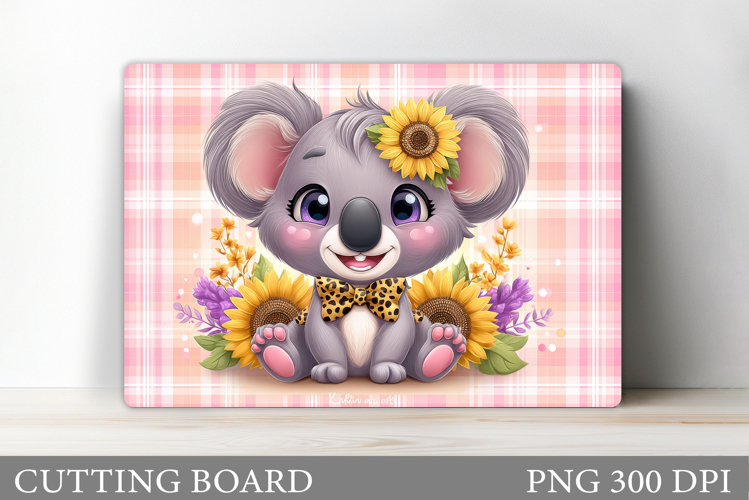 Cute Koala Cutting Board. Koala Flowers Cutting Board Design