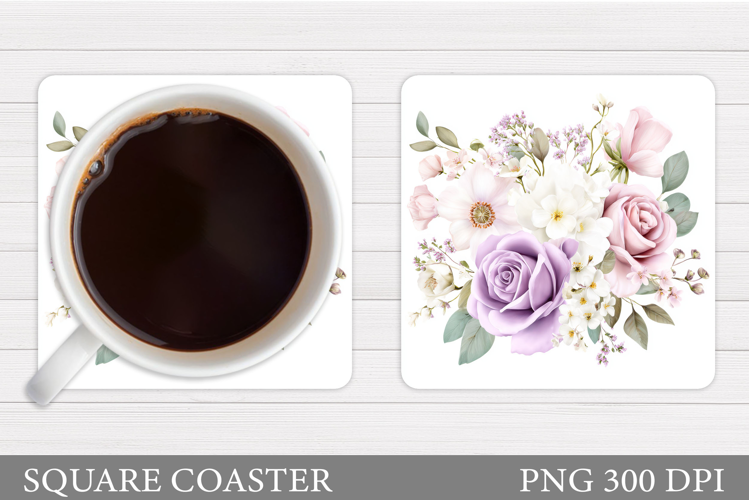 Roses Coaster Sublimation. Flowers Coaster Design