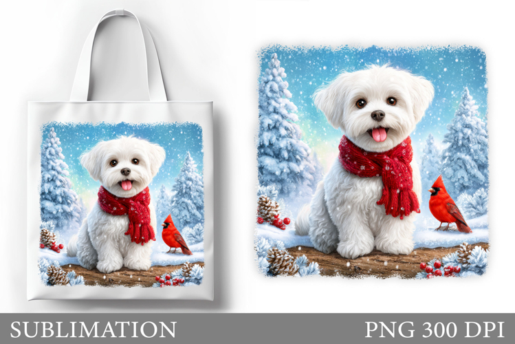Christmas Dog Tote Bag. Christmas Tote Bag Sublimation