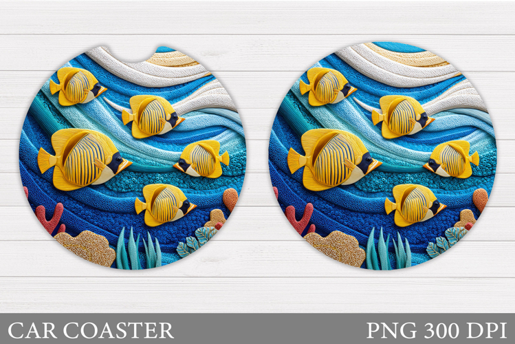 Fish Car Coaster Sublimation. Sea Car Coaster Design