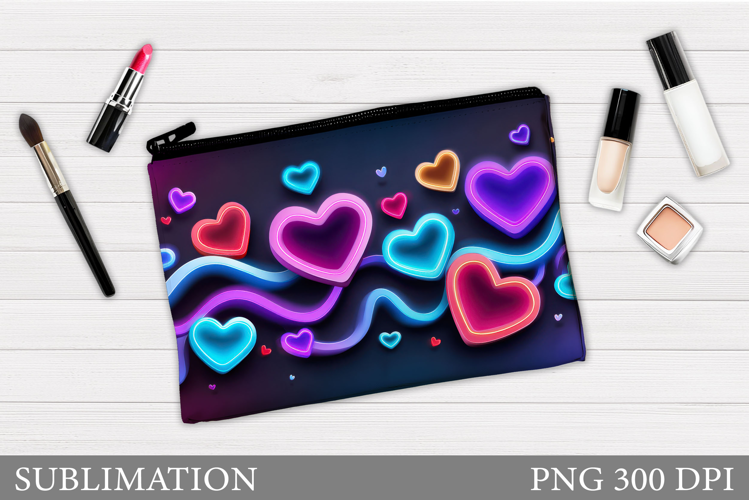 Hearts Makeup Bag Sublimation. Hearts Makeup Pouch Design
