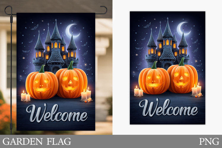 Halloween Pumpkin Garden Flag. Ghost Garden Flag Design