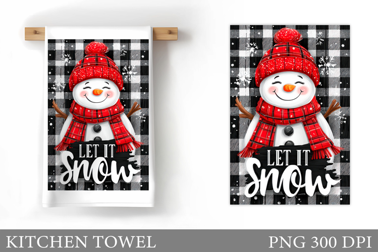 Cute Snowman Kitchen Towel. Christmas Kitchen Towel Design