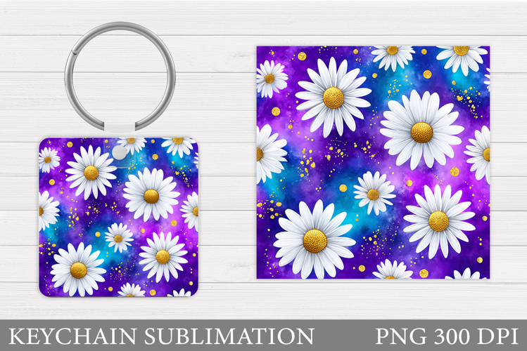 Daisy Flowers Keychain Design. Floral Keychain Sublimation
