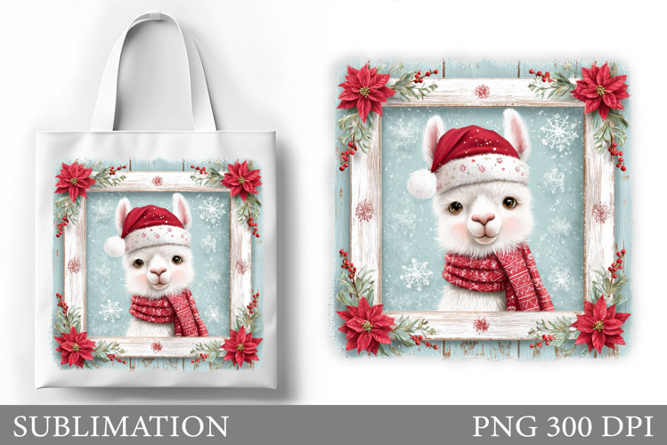 Christmas Lama Tote Bag. Christmas Tote Bag Sublimation