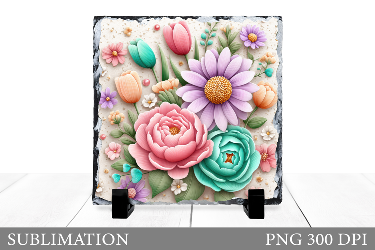 Flowers Slate Sublimation. Floral Sublimation