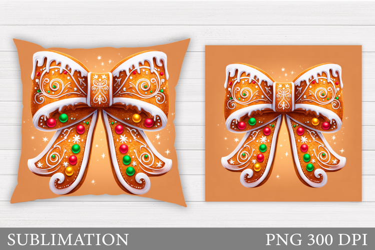Christmas Bow Pillow Design. Christmas Pillow Sublimation