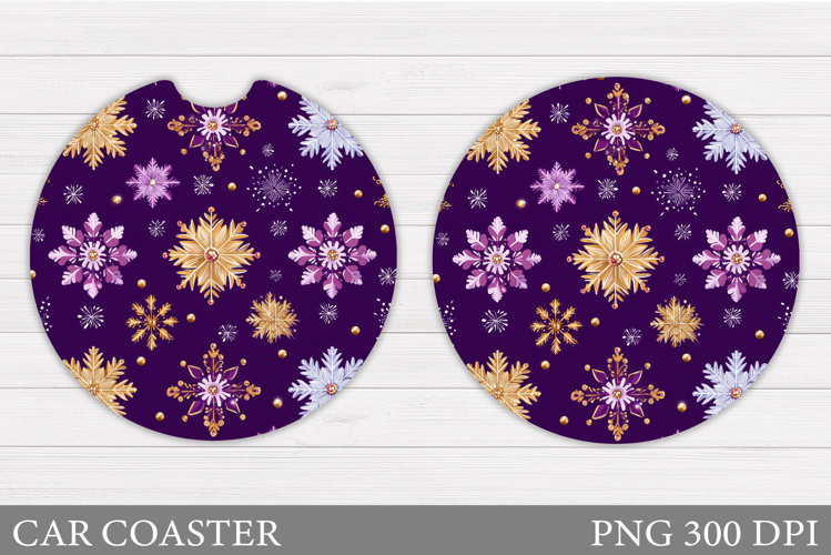 Snowflakes Car Coaster Design. Christmas Car Coaster