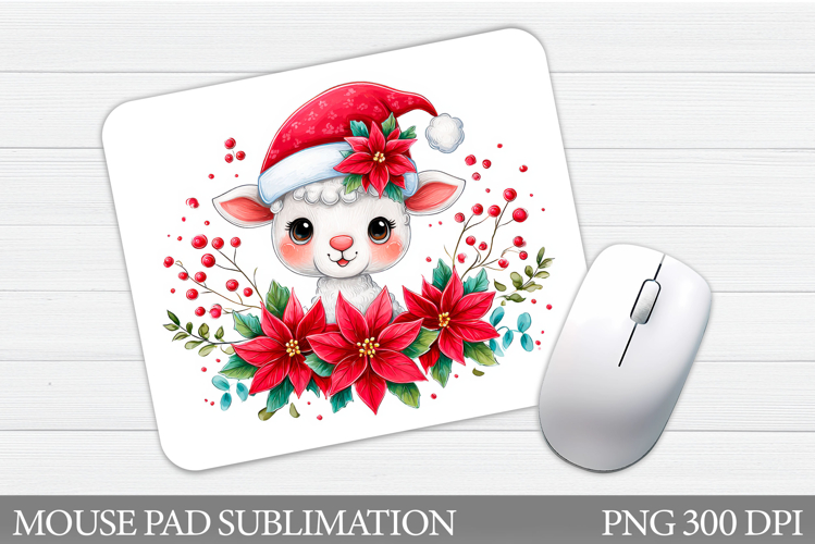 Cute Lamb Mouse Pad Design. Christmas Mouse Pad Sublimation