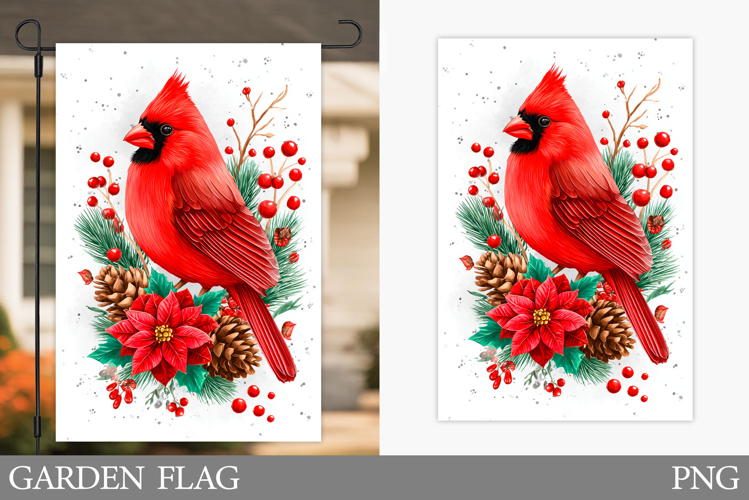 Christmas Cardinal Garden Flag. Christmas Garden Flag Design